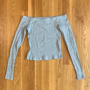Grey off the shoulder crop top